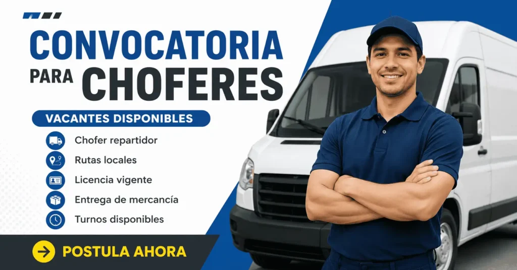 Convocatoria para choferes: rutas locales y reparto