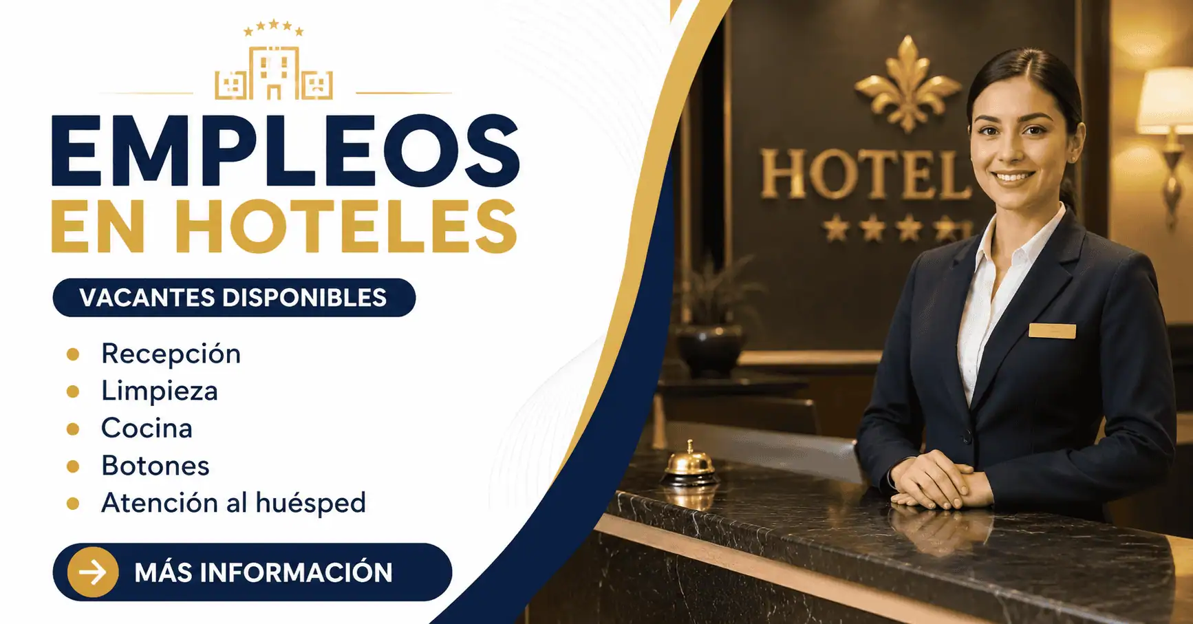 Empleos en hoteles: recepción, limpieza y cocina