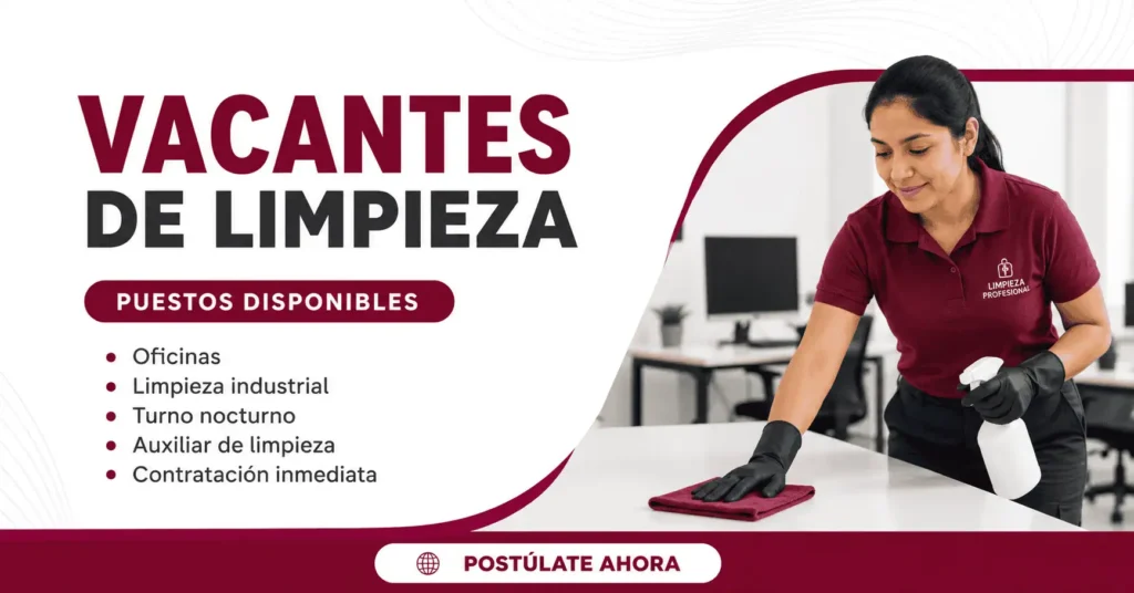 Vacantes de limpieza en empresas, oficinas y servicios